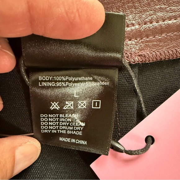 Ginasy Faux leather, a line, wrap , high waisted miniskirt burgundy - Picture 13 of 14